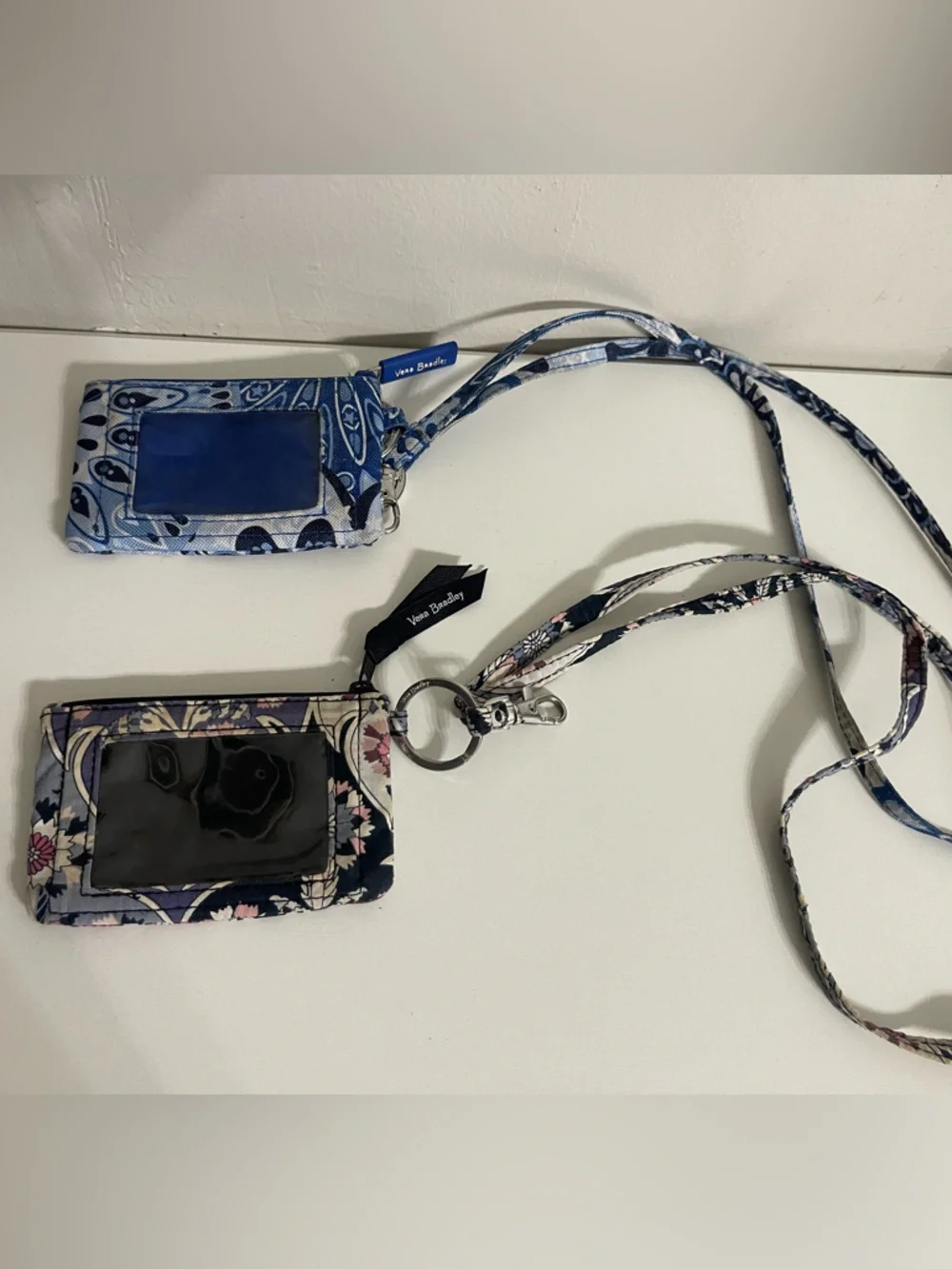 Vera Bradley Blue Paisley Double ID Lanyard with‎ Floral Accent